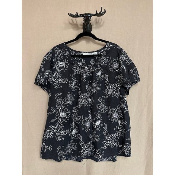 Sag Harbor Tops - SagHarbor Women's Plus Size (2XL) Black/White Blouse
